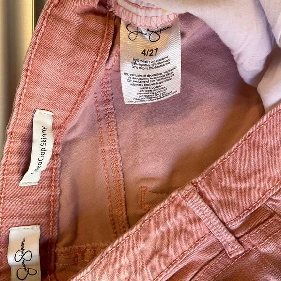 Jessica Simpson Rolled Crop Skinny Jeans size 4/27 Pink Mid Rise Stretch - Picture 10 of 11